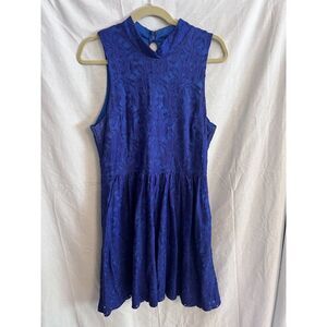 Anthropologie Cobalt Harlow Dress Moulinette Soeurs,Royal‎ Blue lace Size Large